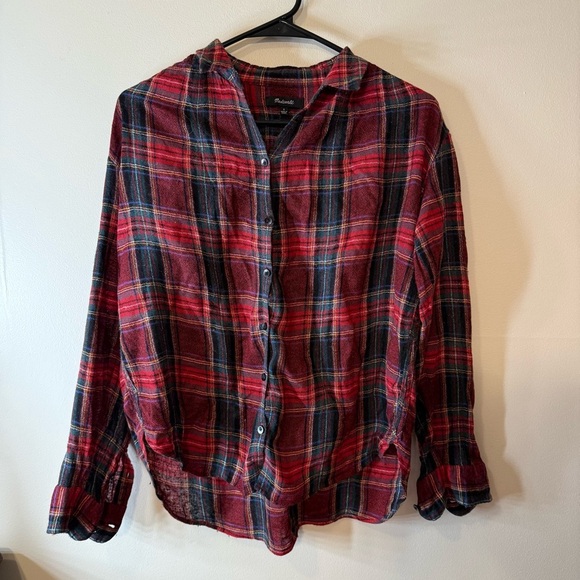 Madewell Red and Green Button Down Shirt - Picture 1 of 4
